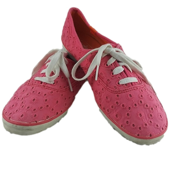 Keds Shoes - KEDS Pink Embroidered Eyelet Hole Lace Up Sneakers